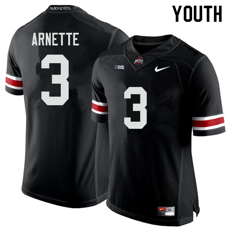 Ohio State Buckeyes Damon Arnette Youth #3 Black Authentic Stitched College Football Jersey